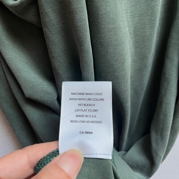 Workhall Sage Green Draped crisscross halter Ruched Asymmetrical Dress Sz S - Picture 8 of 11